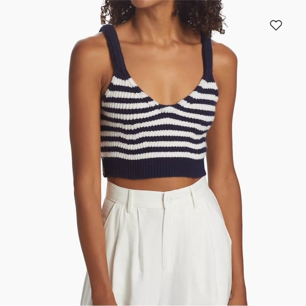 SIMKHAI Braylee Wool-Cashmere Striped Tank in Midnight Blue